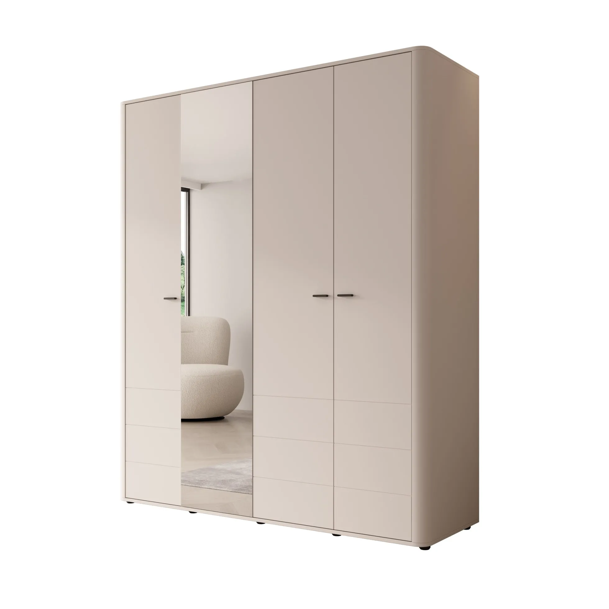 Sorello - Kledingkast 4 deurs - Beige - 180x56x211 cm
