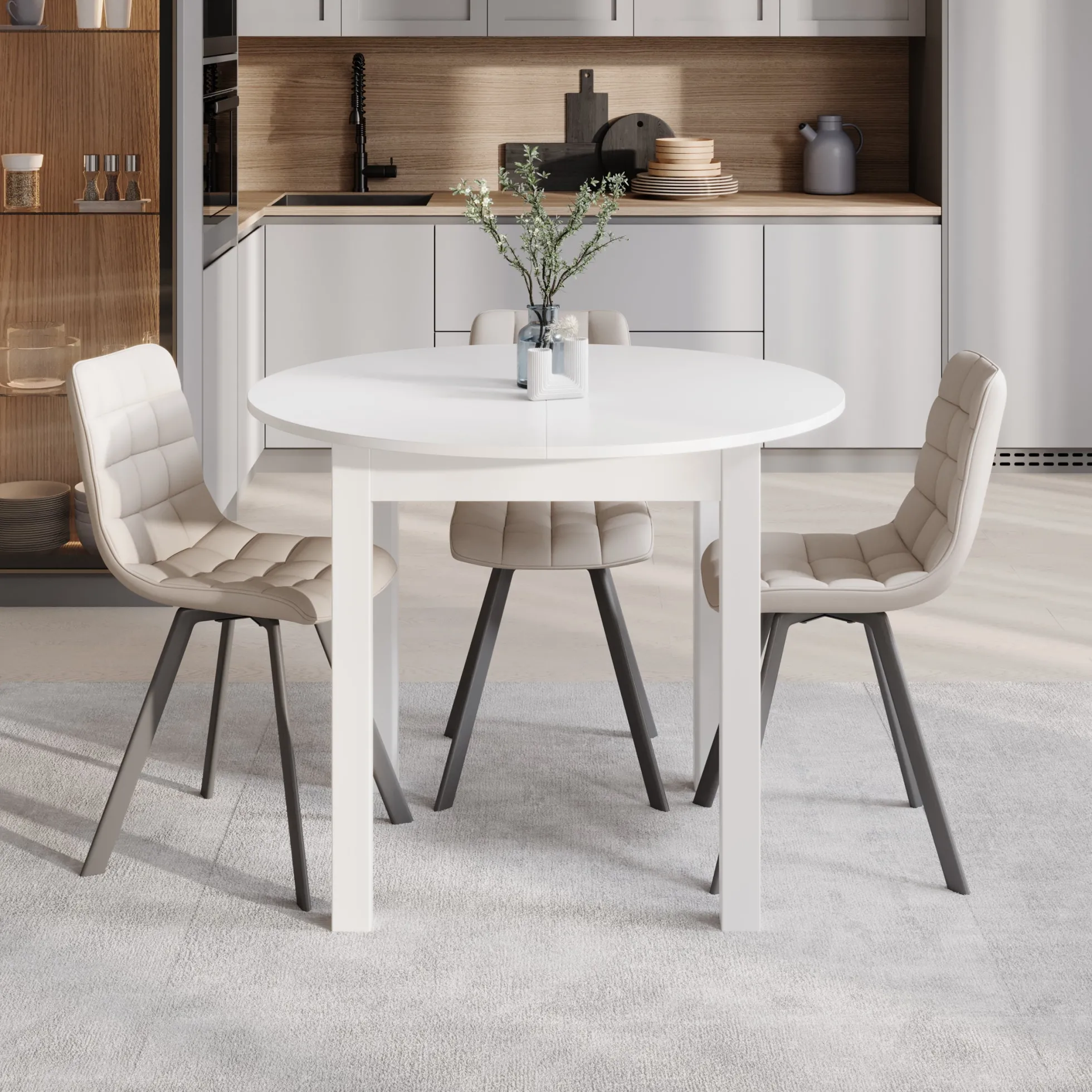South - Eetkamertafel - Uitschuifbaar - Wit - 100x100x76 cm