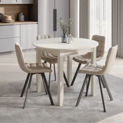 South - Eetkamertafel - Uitschuifbaar - Beige - 100x100x76 cm