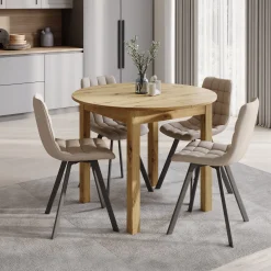 South - Eetkamertafel - Uitschuifbaar - Eiken - 100x100x76 cm