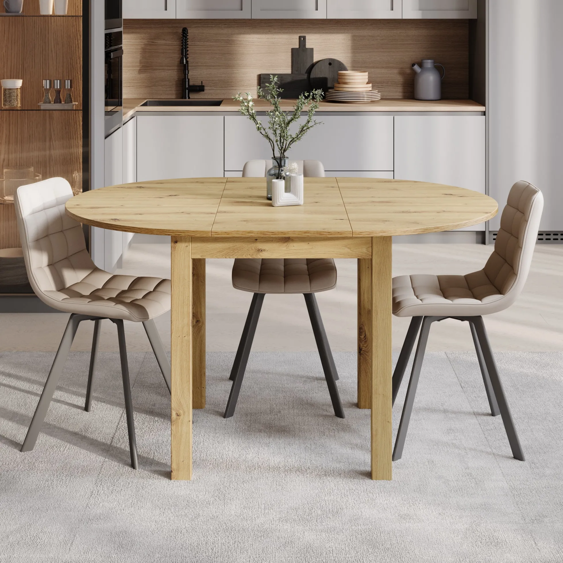 South - Eetkamertafel - Uitschuifbaar - Eiken - 100x100x76 cm