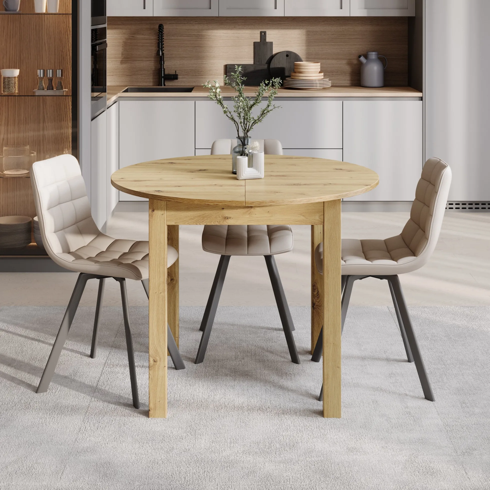 South - Eetkamertafel - Uitschuifbaar - Eiken - 100x100x76 cm