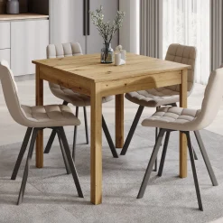 Steve - Eetkamertafel - Eiken - 80x80x77 cm