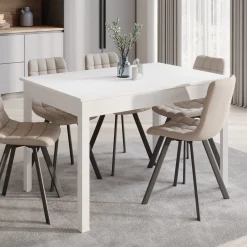 Steve - Eetkamertafel - Wit - 120x80x77 cm