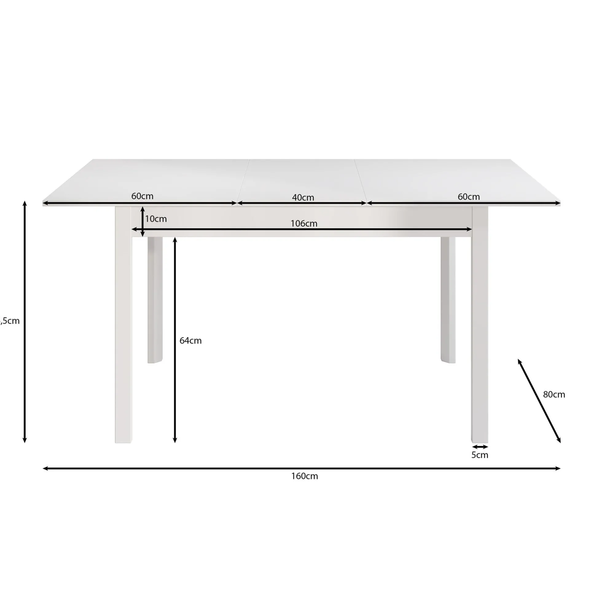 Steve - Eetkamertafel - Wit - 120x80x77 cm