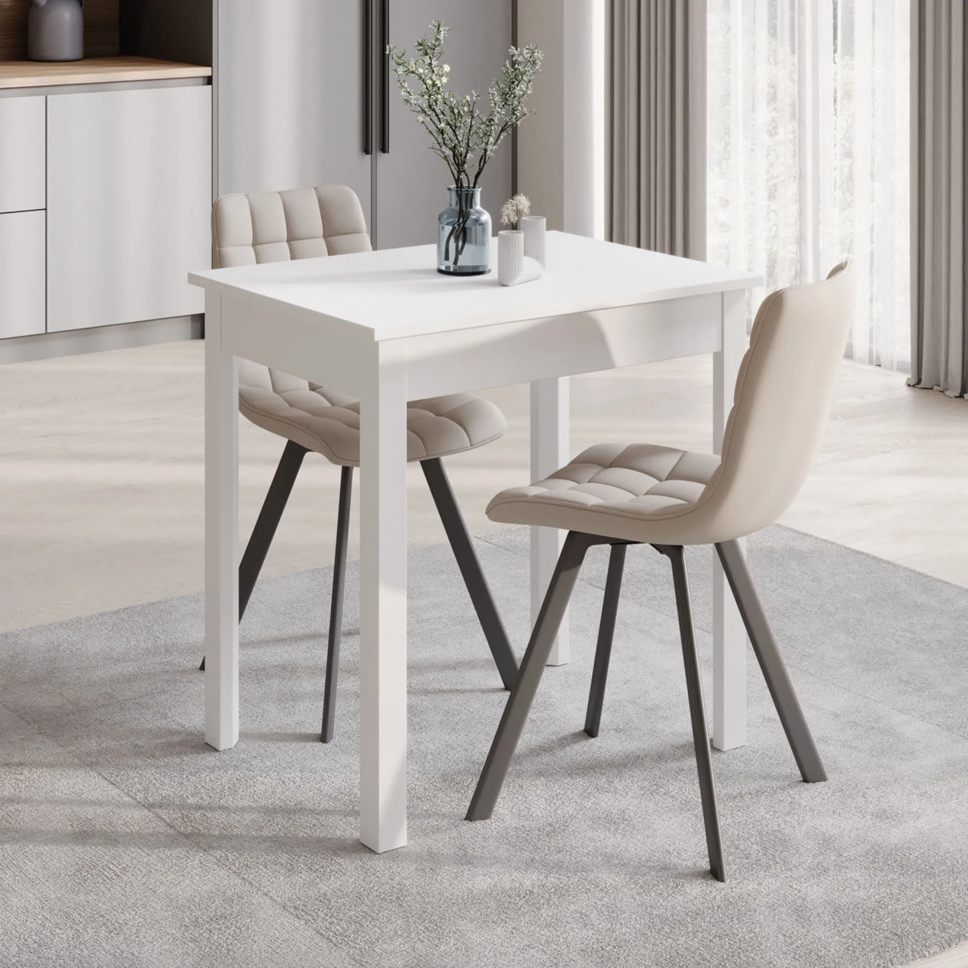 Steve - Eetkamertafel - Wit - 75x55x77 cm