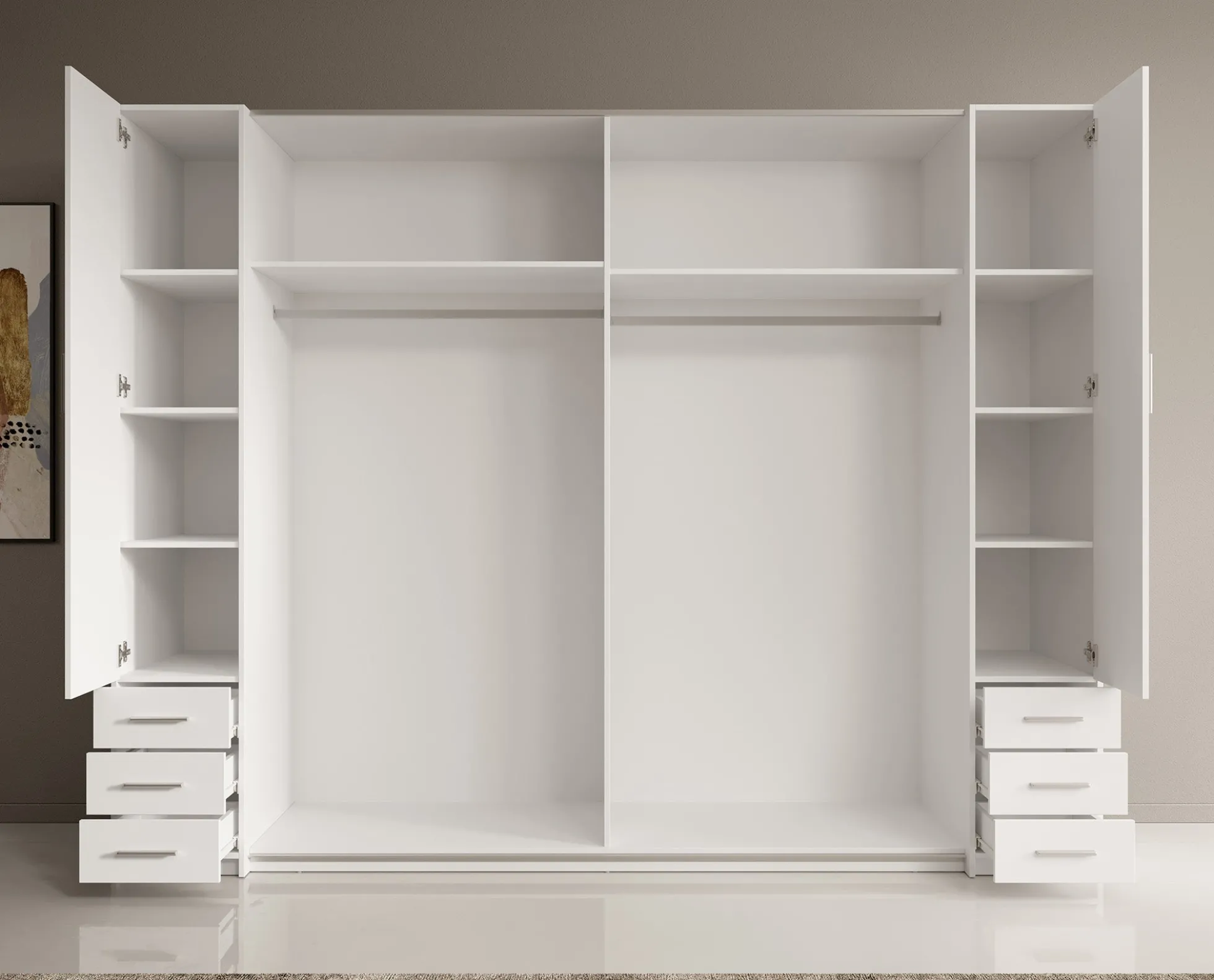 Stoke 2 - Kledingkast 4-deurs - Wit - 270x61x208 cm