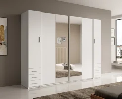 Stoke 2 - Kledingkast 4-deurs - Wit - 270x61x208 cm