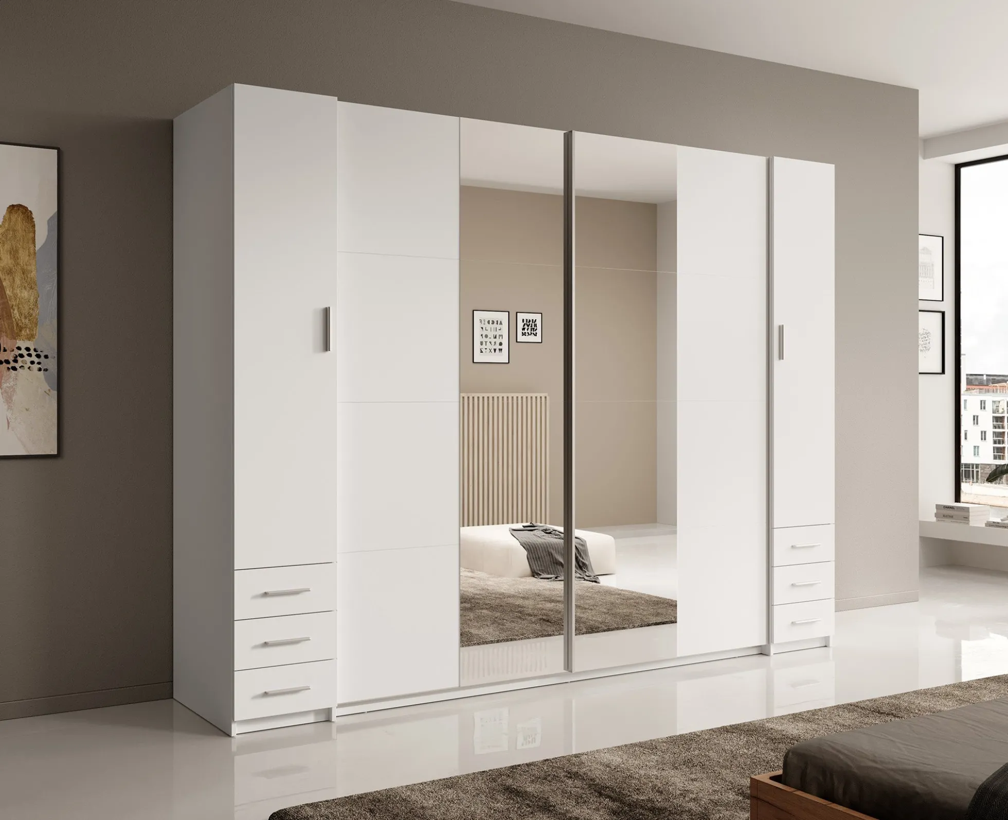 Stoke 2 - Kledingkast 4-deurs - Wit - 270x61x208 cm