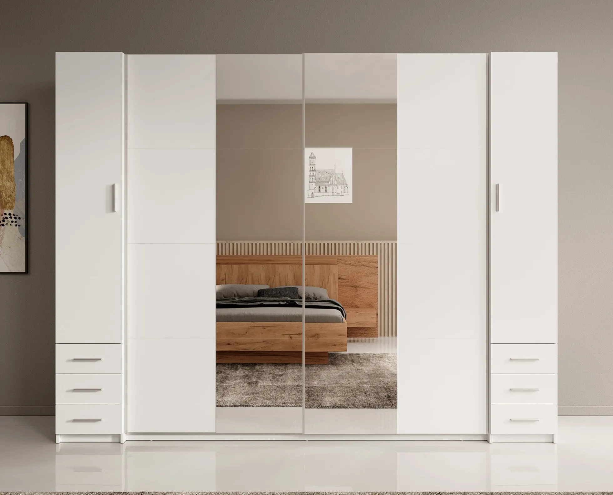 Stoke 2 - Kledingkast 4-deurs - Wit - 270x61x208 cm