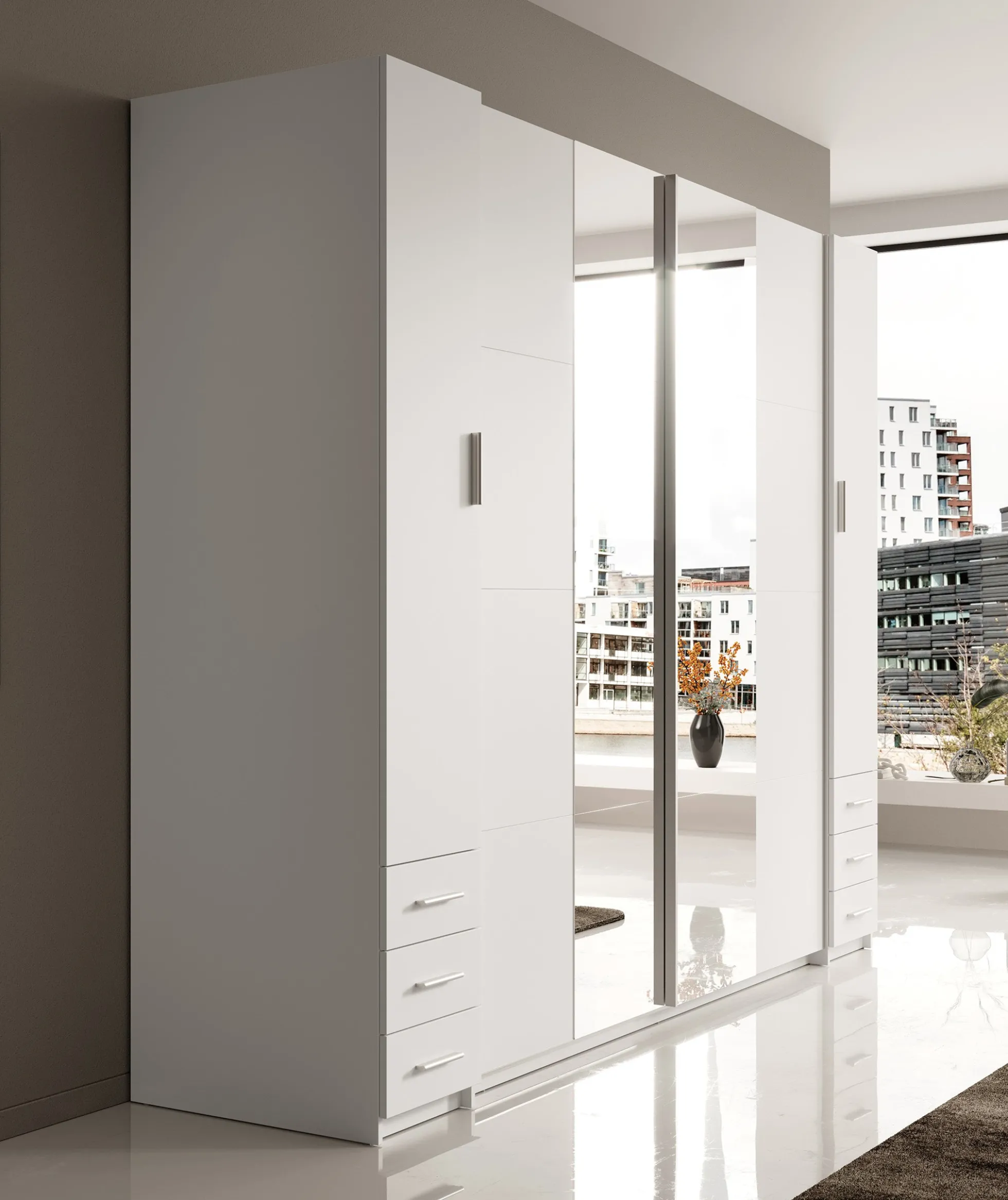 Stoke 2 - Kledingkast 4-deurs - Wit - 270x61x208 cm