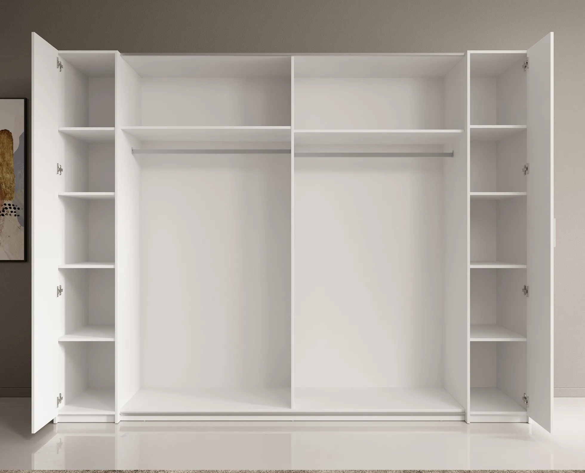 Stoke - Kledingkast 4-deurs - Wit - 270x61x208 cm