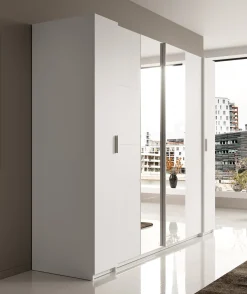 Stoke - Kledingkast 4-deurs - Wit - 270x61x208 cm