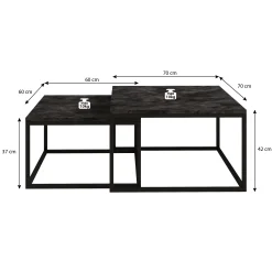 Styler - Salontafel set van 2 - Betonlook/eiken