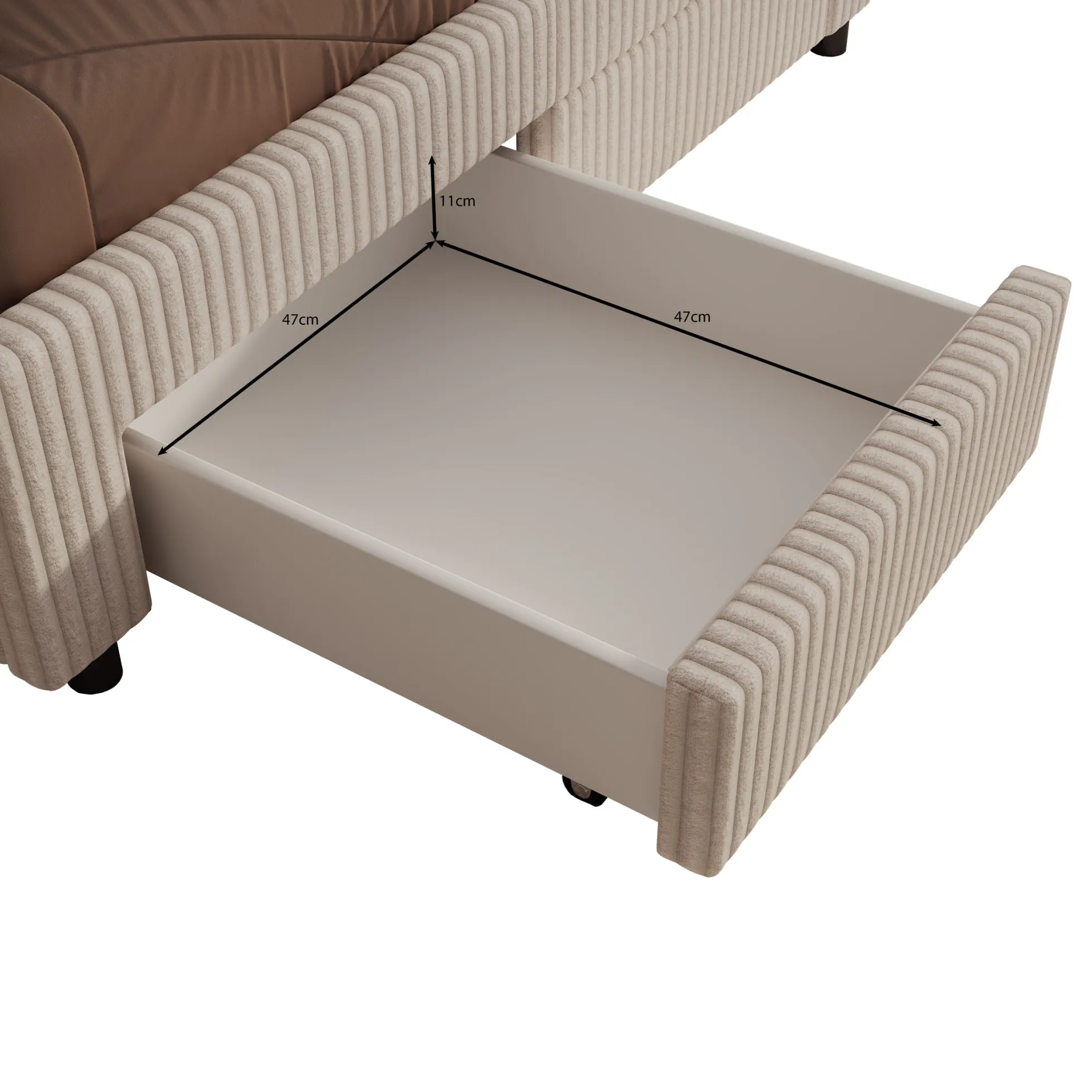Suente - Tweepersoonsbed met 4 lades - Teddystof Wit - 140x200 cm
