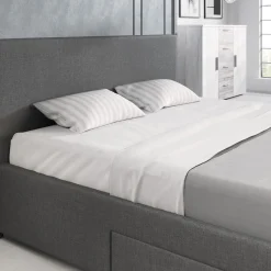 Suente - Tweepersoonsbed met 4 lades - Stof grijs - 160x200 cm