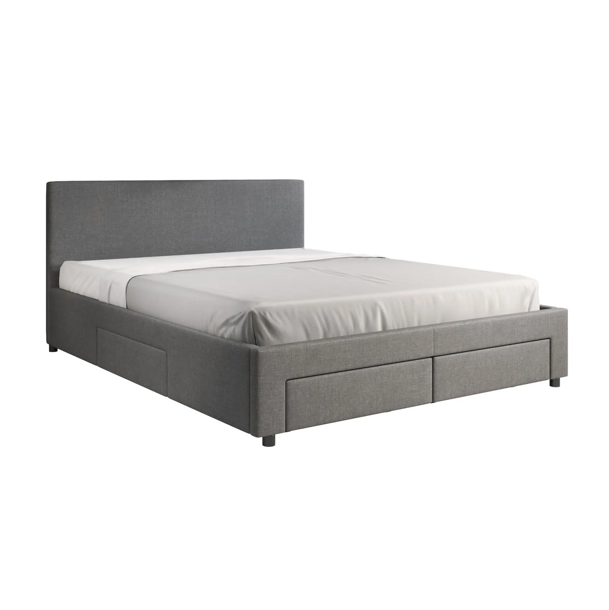 Suente - Tweepersoonsbed met 4 lades - Stof grijs - 160x200 cm