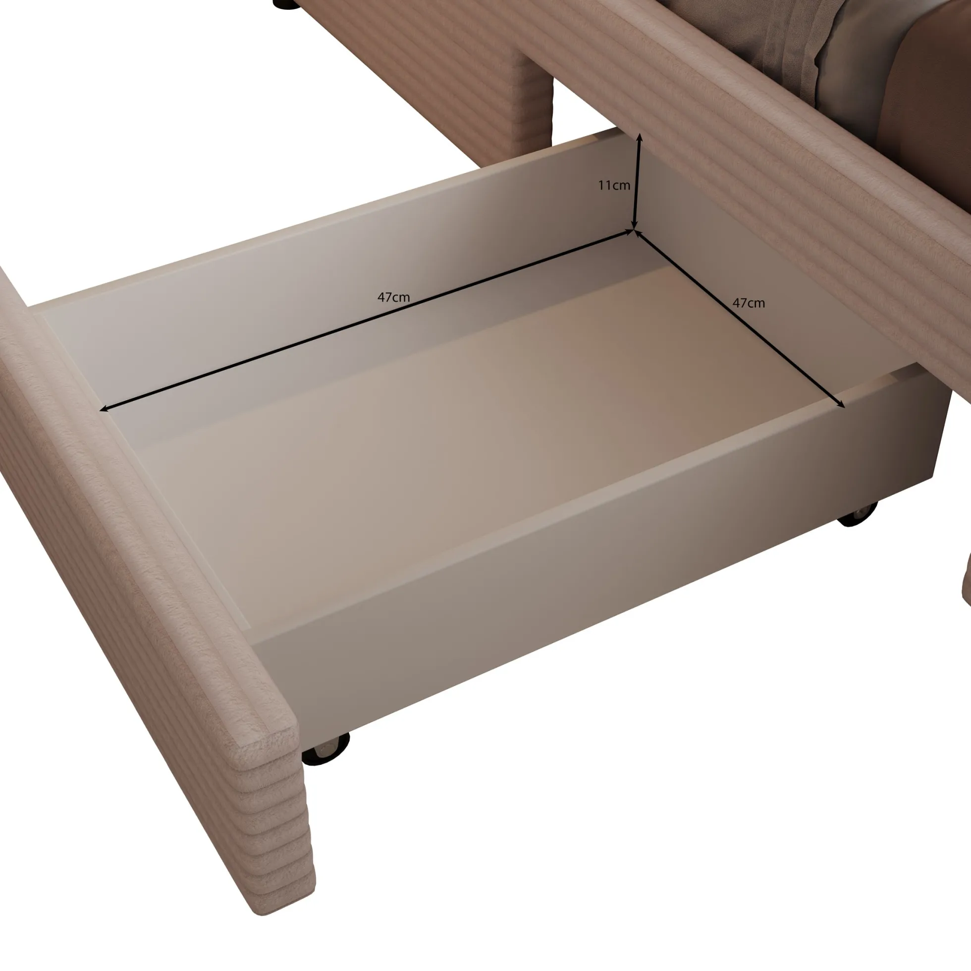 Suente - Tweepersoonsbed met 4 lades - Ribstof beige - 160x200 cm