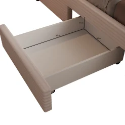 Suente - Tweepersoonsbed met 4 lades - Ribstof beige - 140x200 cm