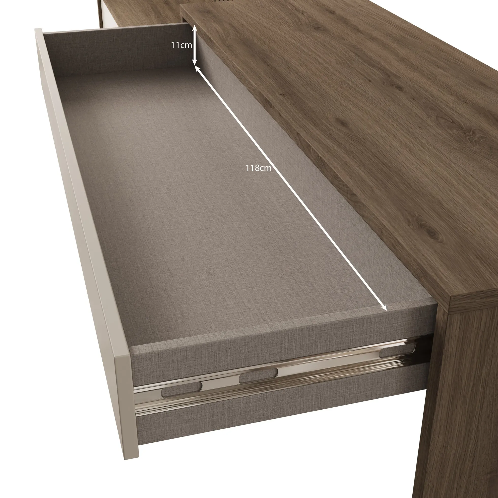 Sundra - Wandmeubel met bureau - Beige/Eiken - 300x42x190 cm