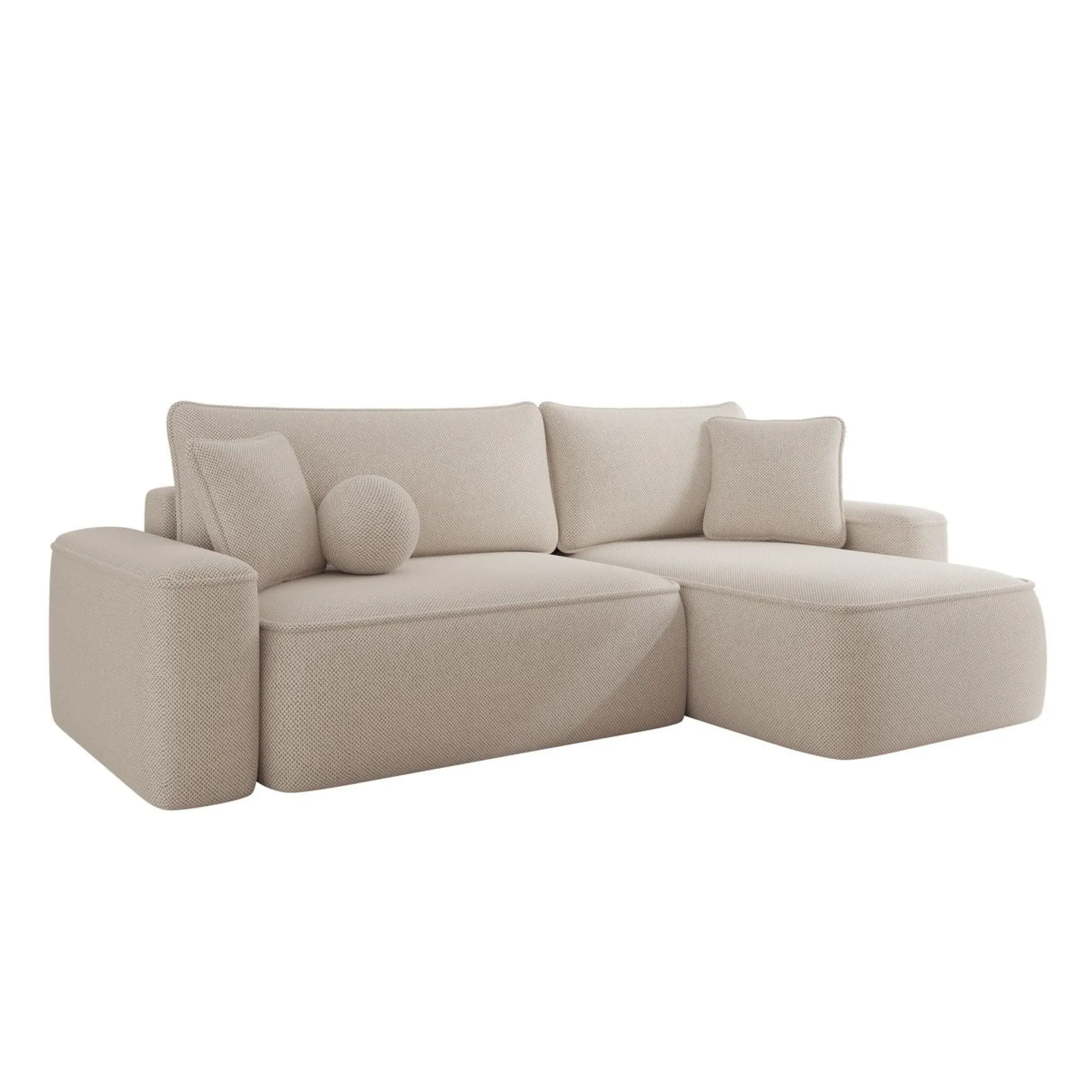Synth - Hoekbank 3-zits met chaise longue - Stof beige - Universeel