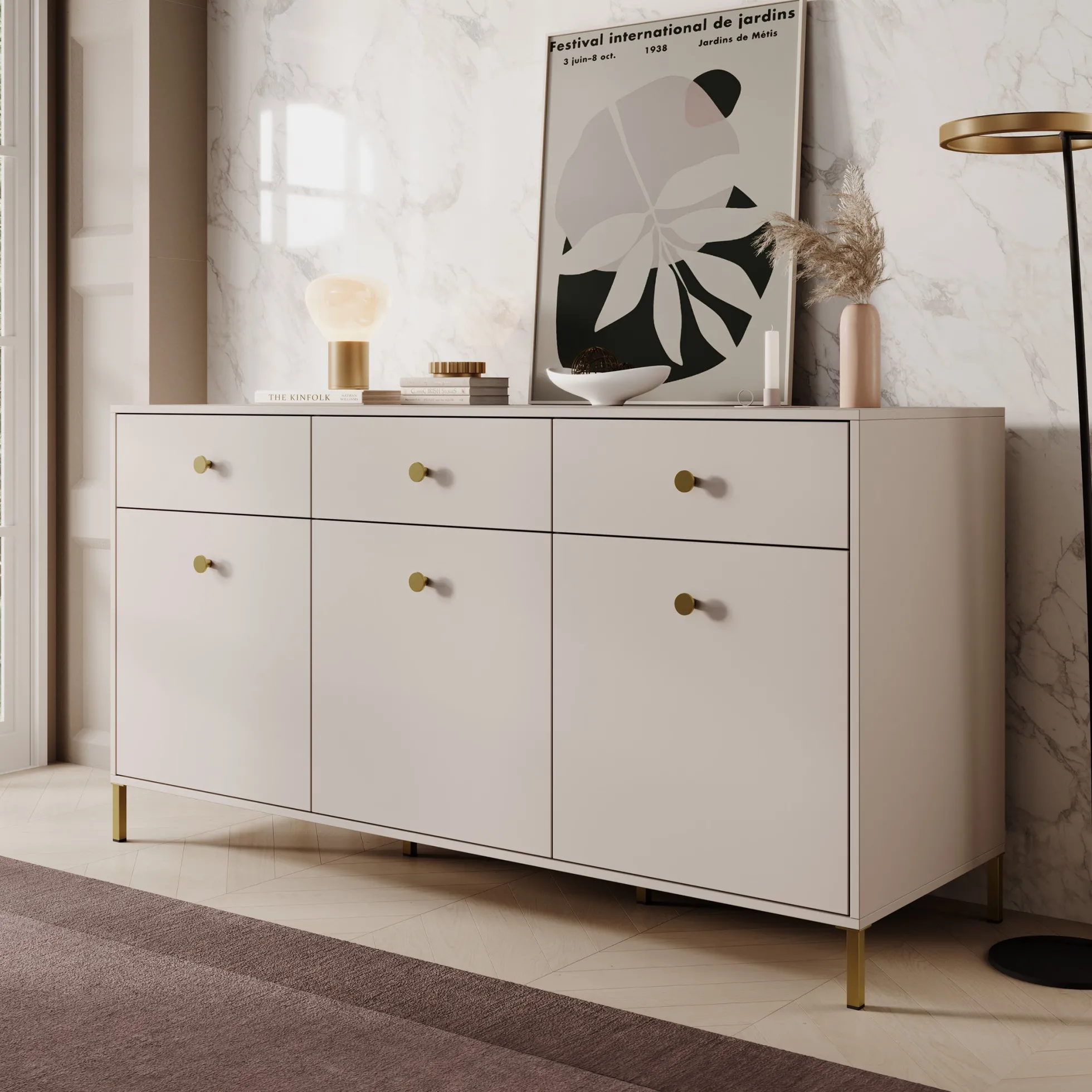 Syran - Dressoir - Beige - 168x42x90 cm