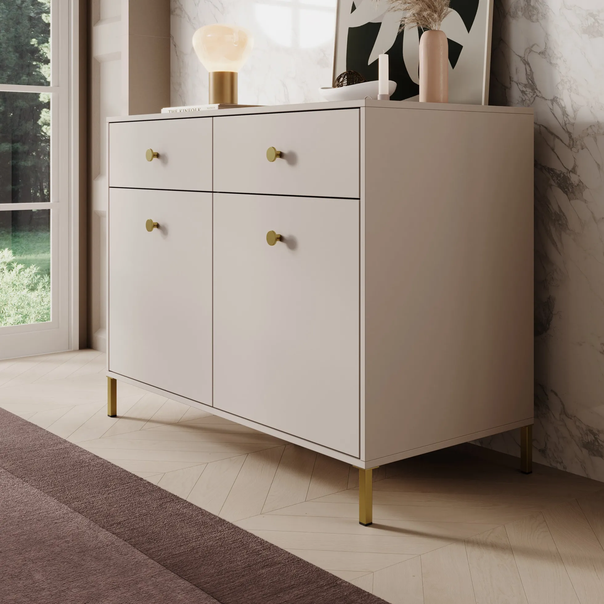 Syran - Dressoir - Beige - 114x42x90 cm