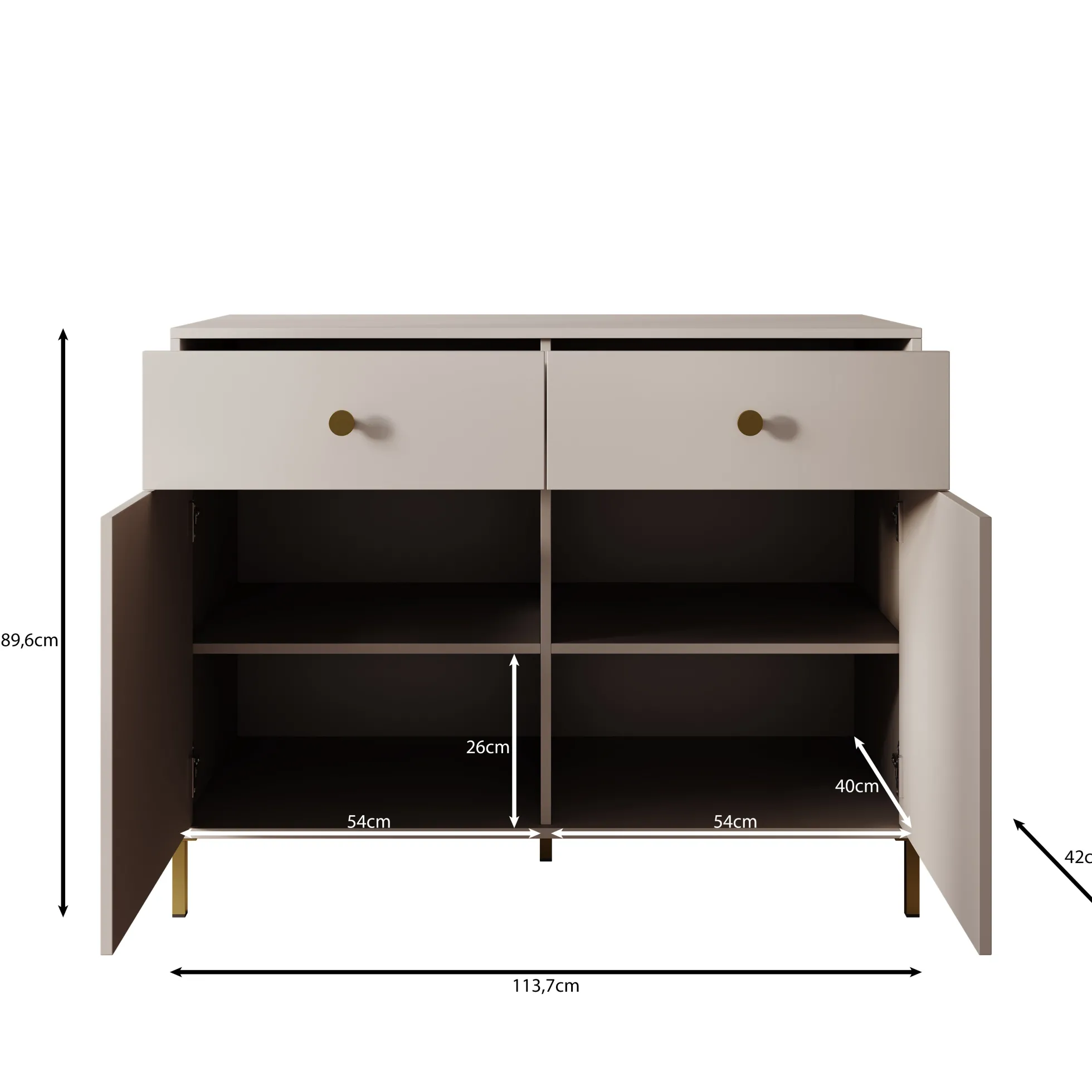 Syran - Dressoir - Beige - 114x42x90 cm