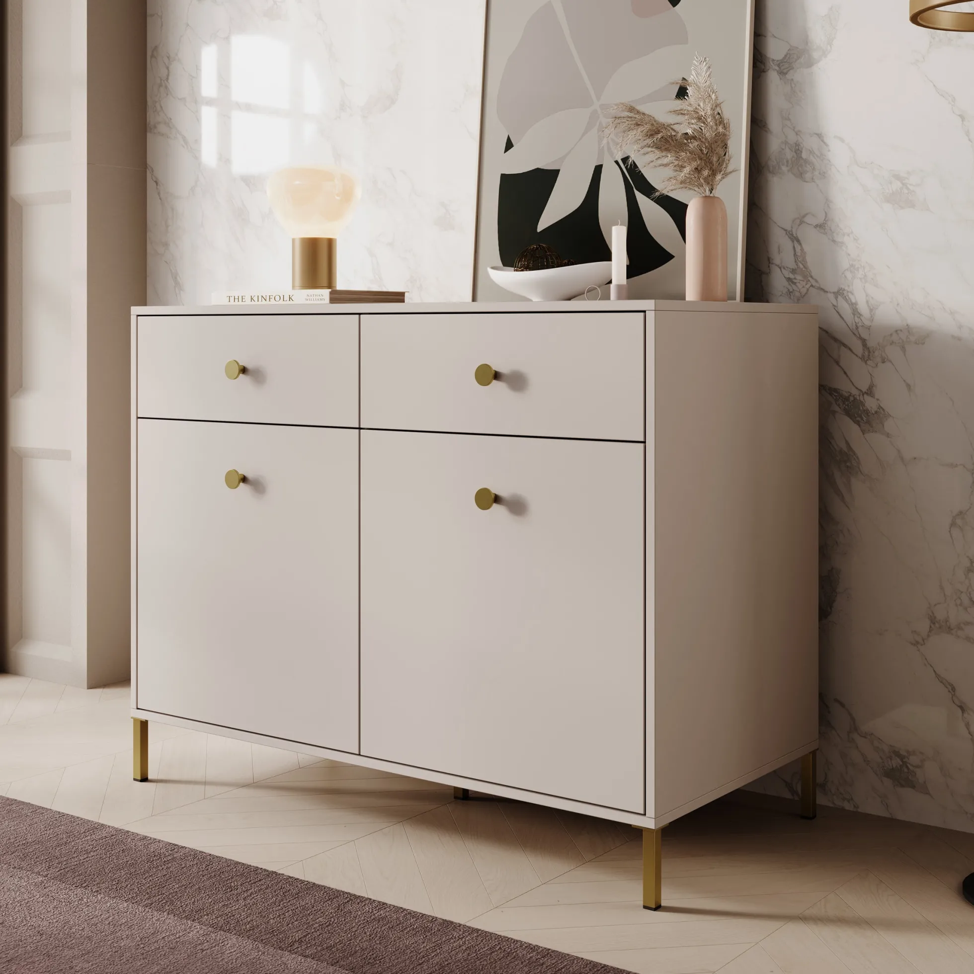 Syran - Dressoir - Beige - 114x42x90 cm