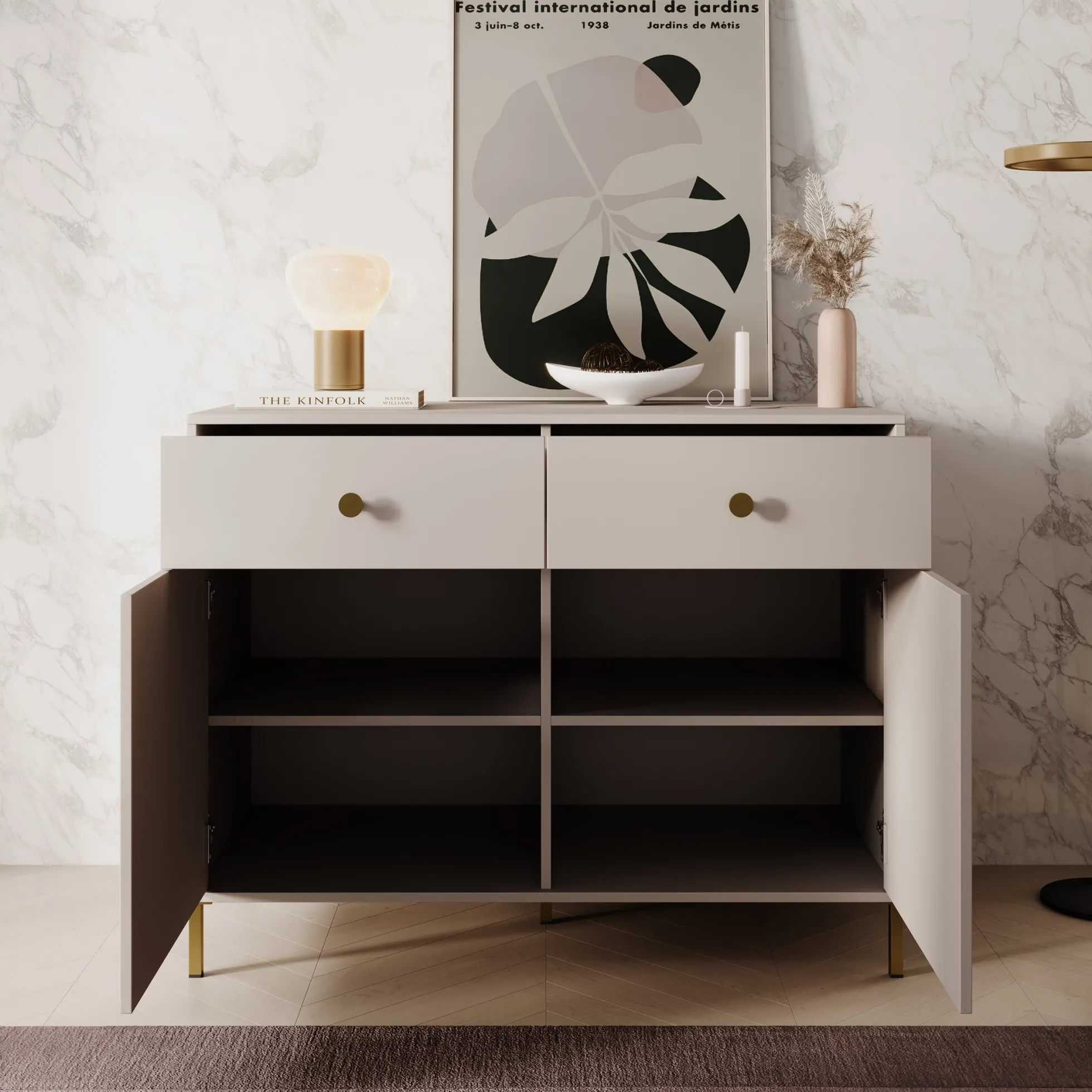 Syran - Dressoir - Beige - 114x42x90 cm