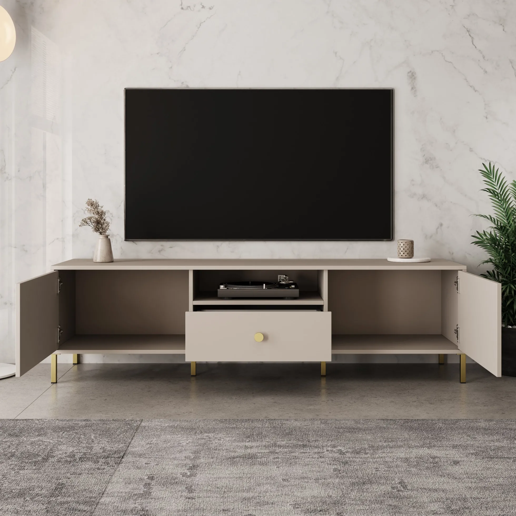 Syran - TV-Meubel - Beige - 168x42x48 cm