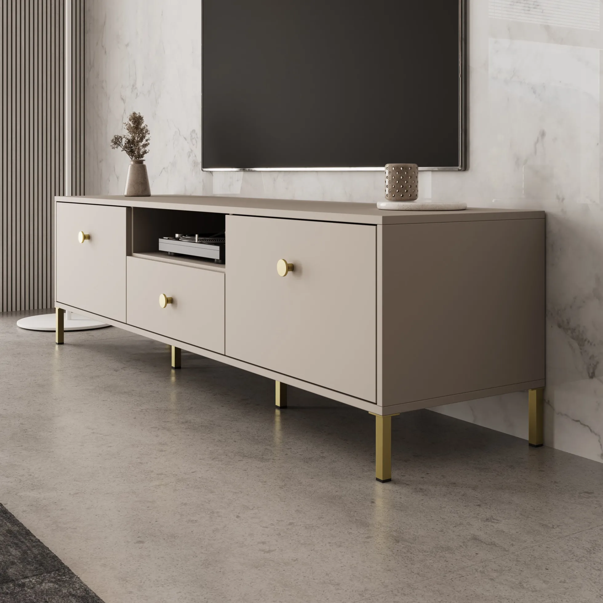 Syran - TV-Meubel - Beige - 168x42x48 cm
