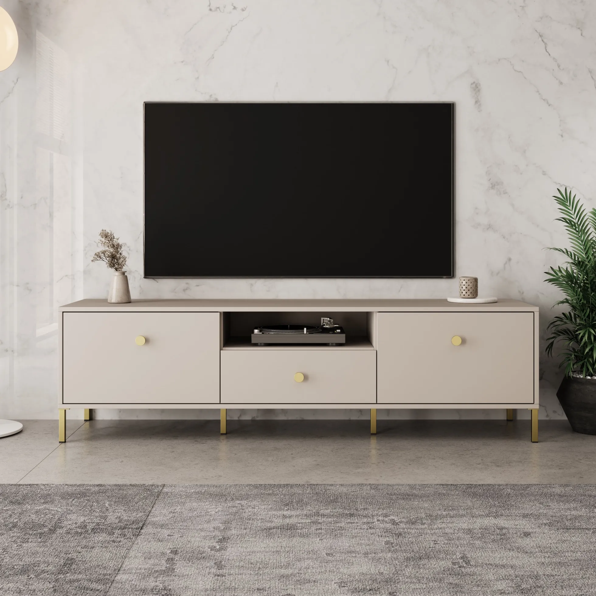 Syran - TV-Meubel - Beige - 168x42x48 cm