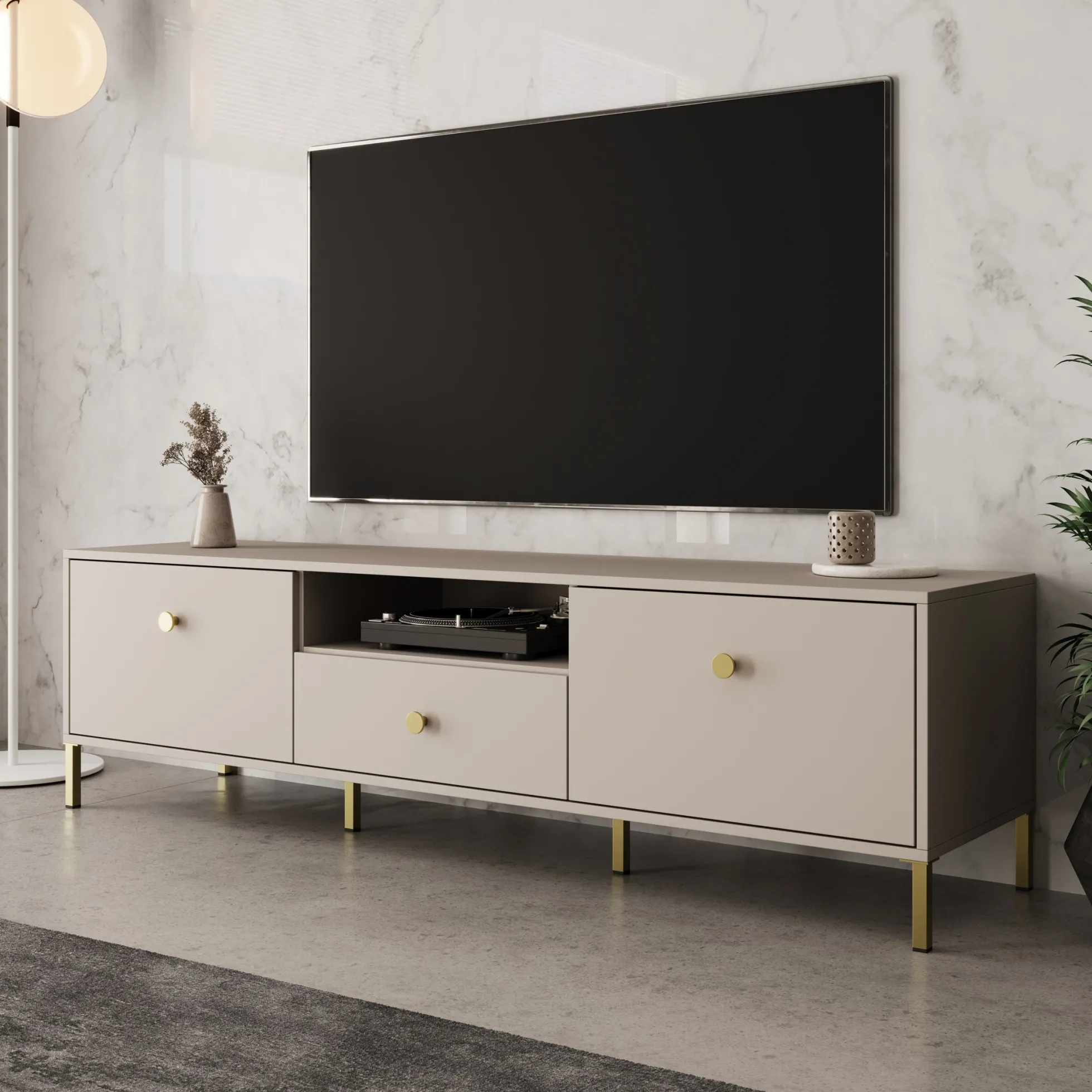Syran - TV-Meubel - Beige - 168x42x48 cm