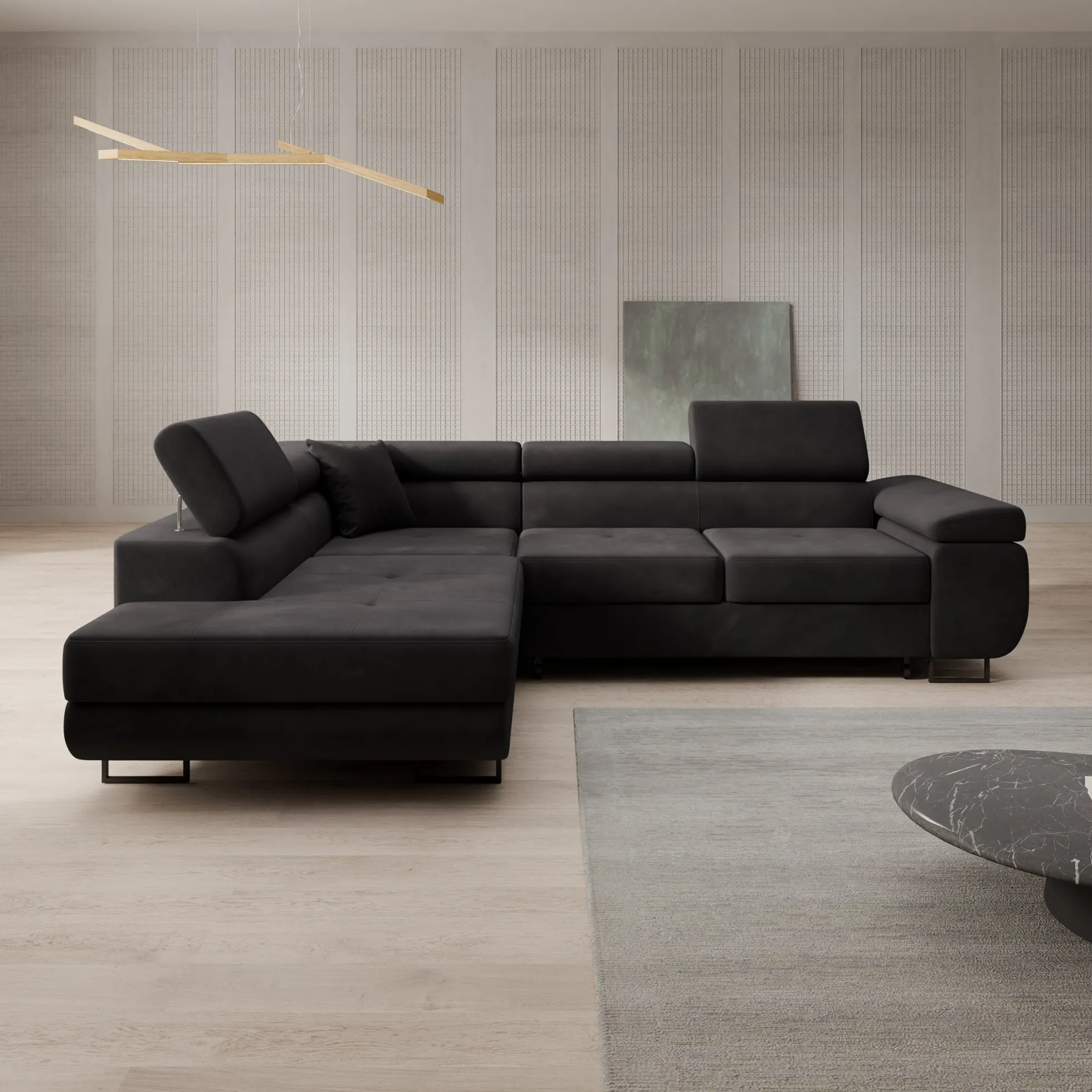 Tacito - Hoekbank 4-zits - Velvet zwart - Links