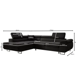 Tacito - Hoekbank 4-zits - Velvet zwart - Links