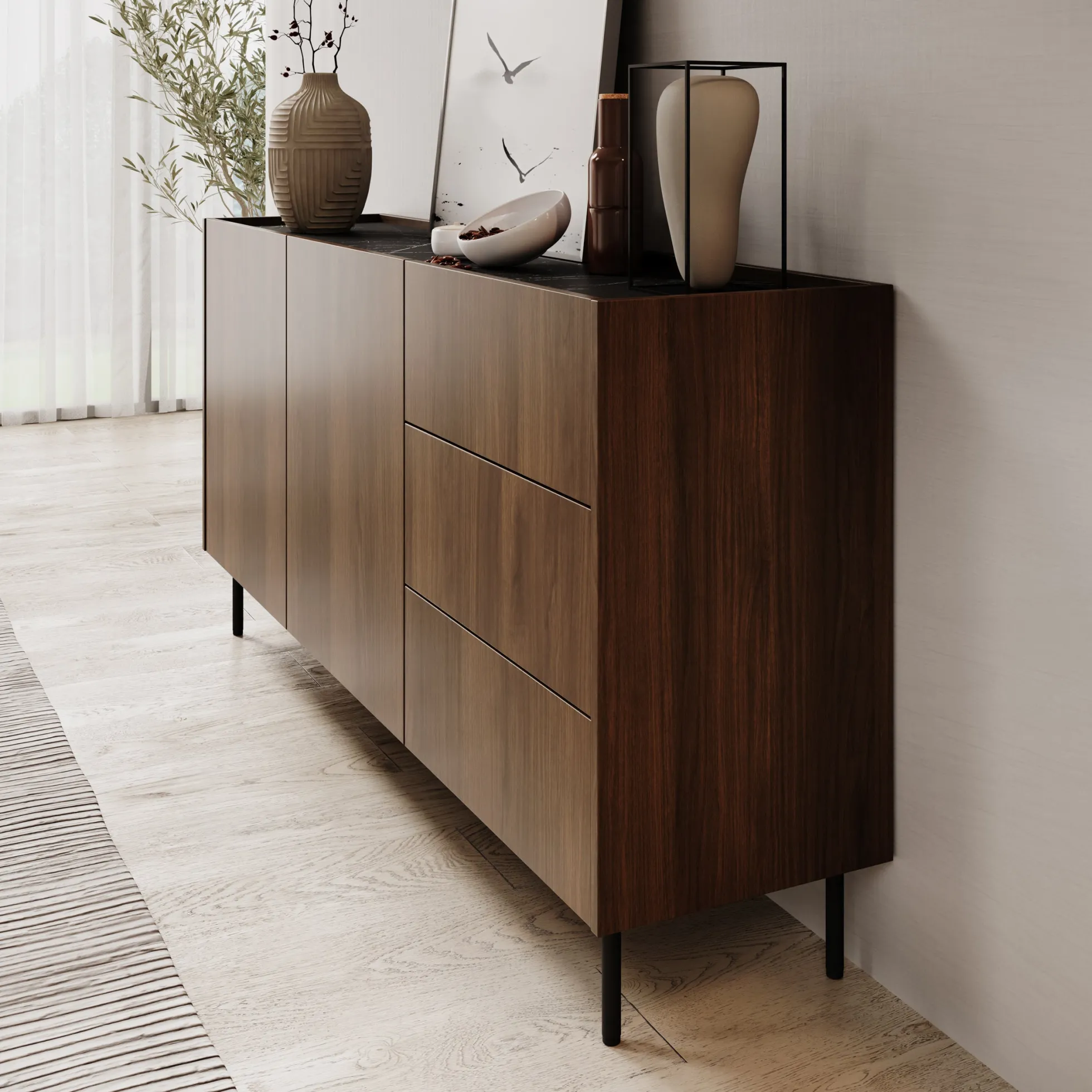 Tahiti - Dressoir - Donker eiken - 160x37x78 cm