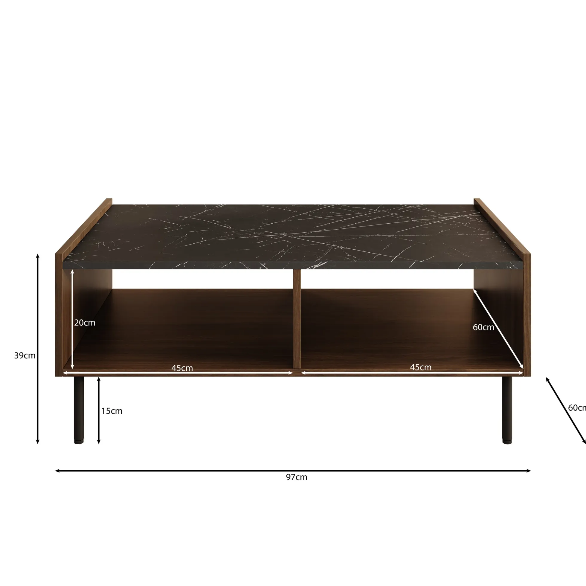 Tahiti - Salontafel - Donker eiken - 97x60x39 cm