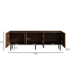 Tahiti - TV-Meubel - Donker eiken - 144x37x50 cm