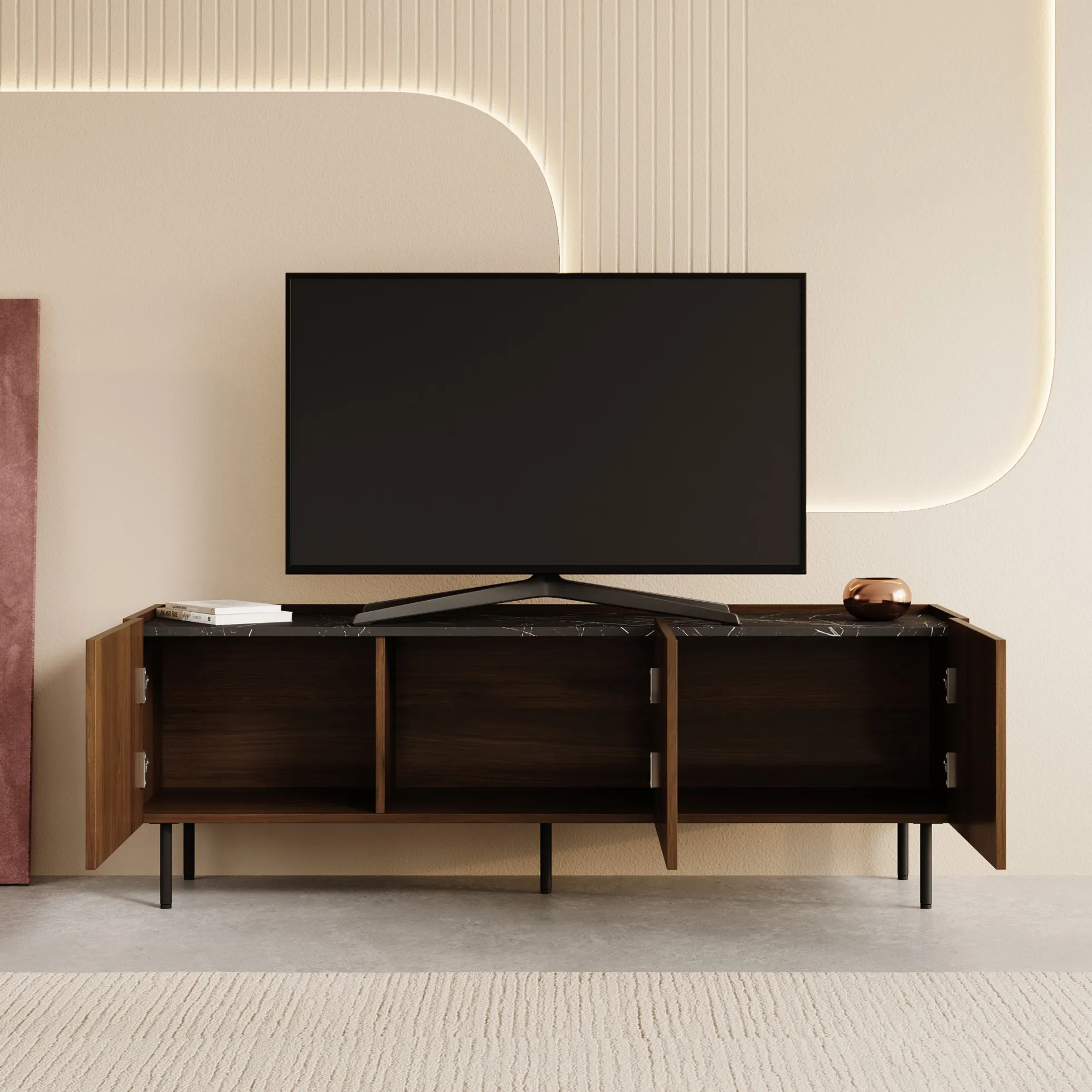 Tahiti - TV-Meubel - Donker eiken - 144x37x50 cm