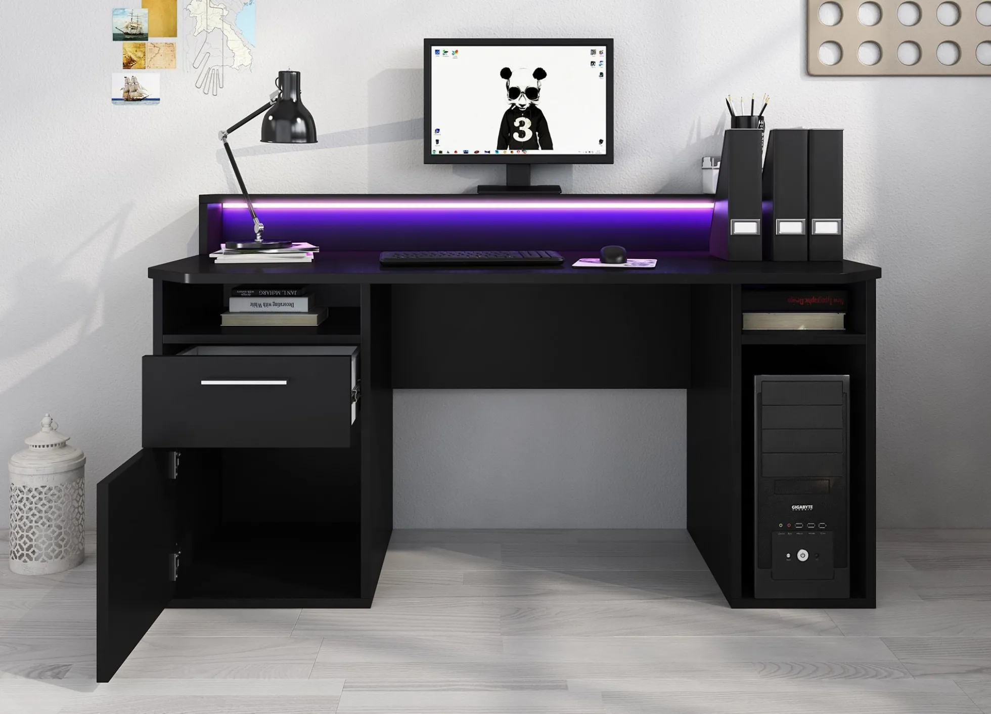 Tamara 3 - Bureau - Zwart - 160x72 cm