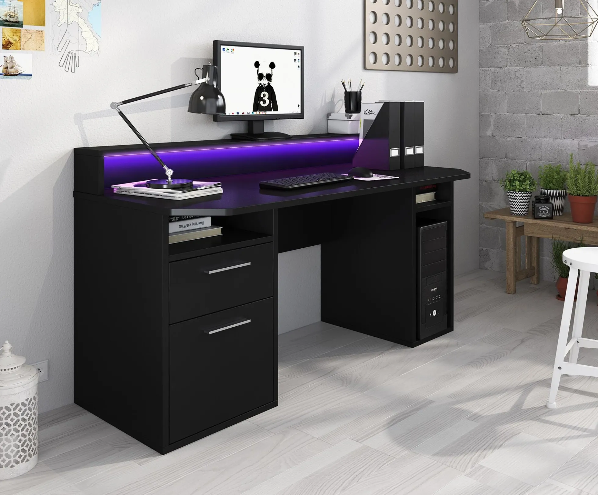 Tamara 3 - Bureau - Zwart - 160x72 cm
