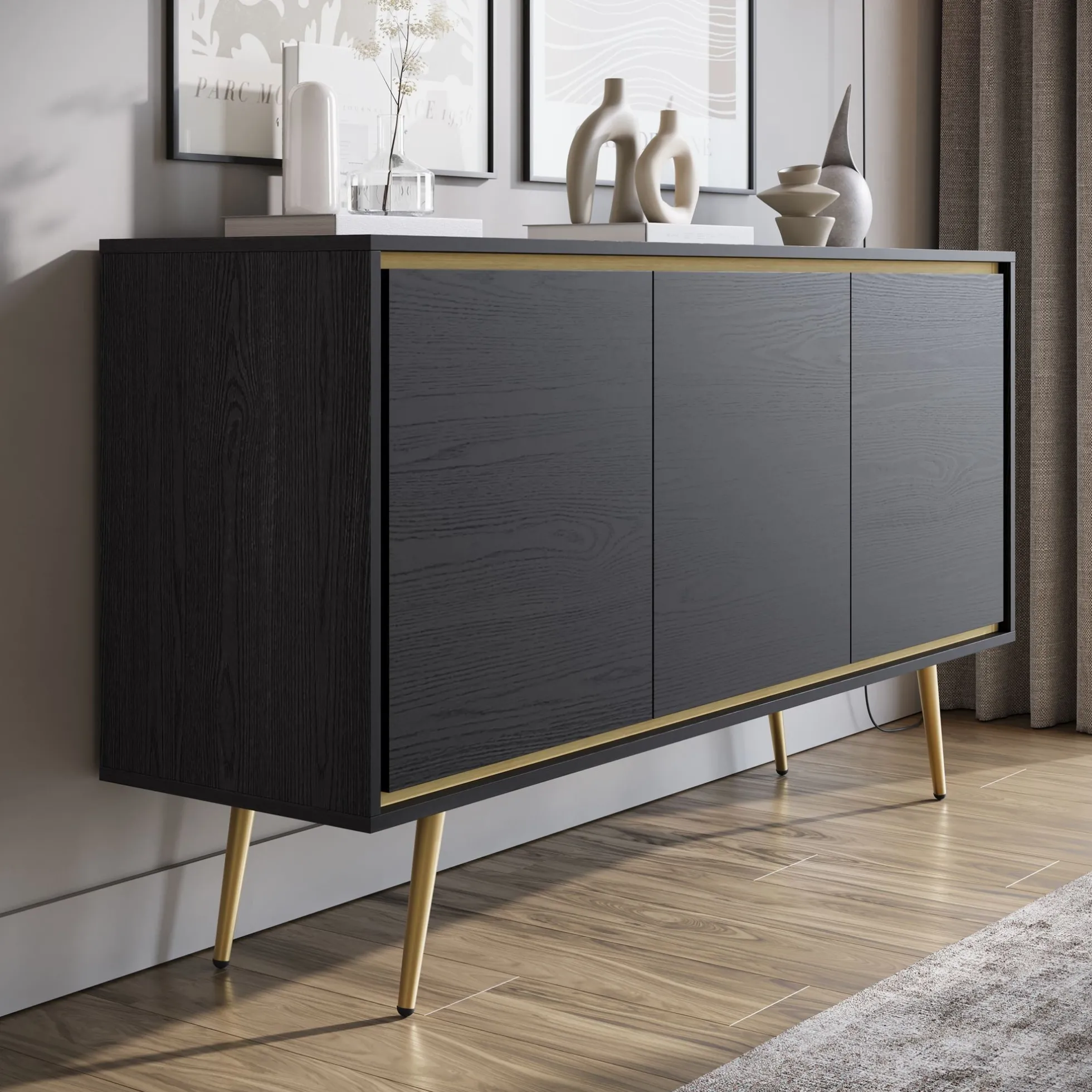 Tara - Dressoir - Zwart - 150x40x80 cm