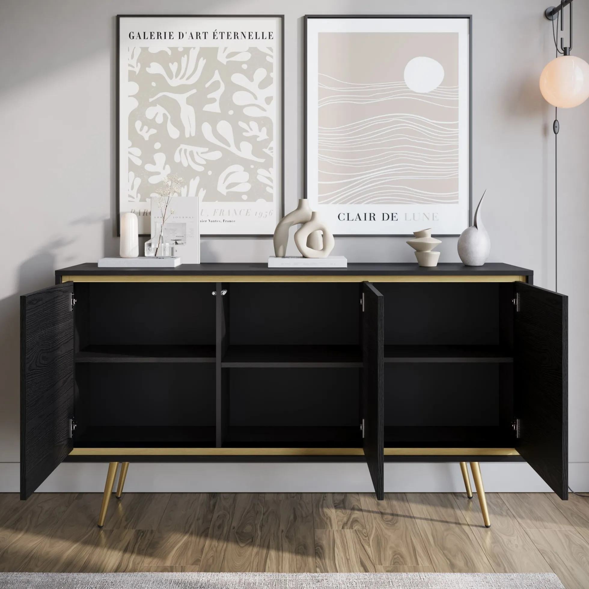 Tara - Dressoir - Zwart - 150x40x80 cm