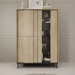Tarello - Vitrinekast - Eikenpatroon - 99x41x140 cm
