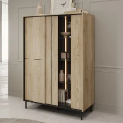 Tarello - Vitrinekast - Eikenpatroon - 99x41x140 cm