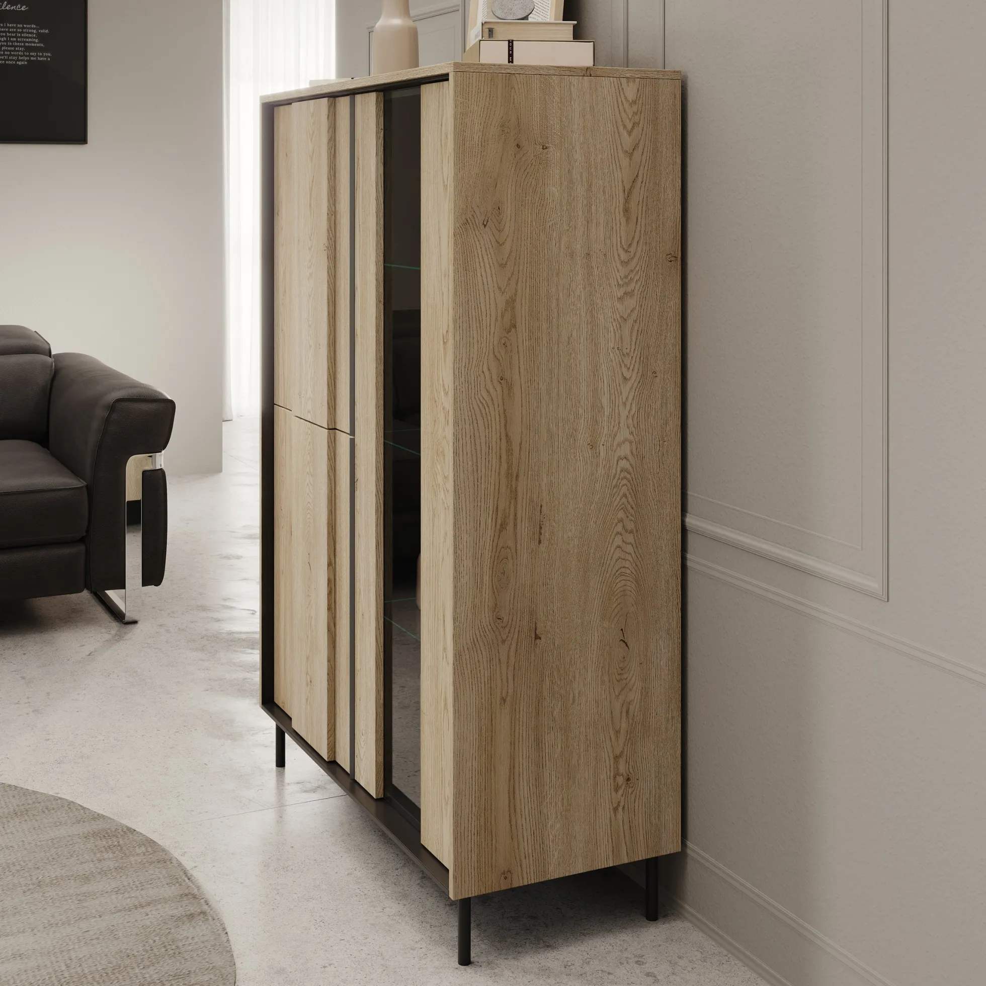 Tarello - Vitrinekast - Eikenpatroon - 99x41x140 cm