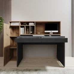 Taroa - Bureau - Eikenpatroon/Grijs - 154x55x119 cm