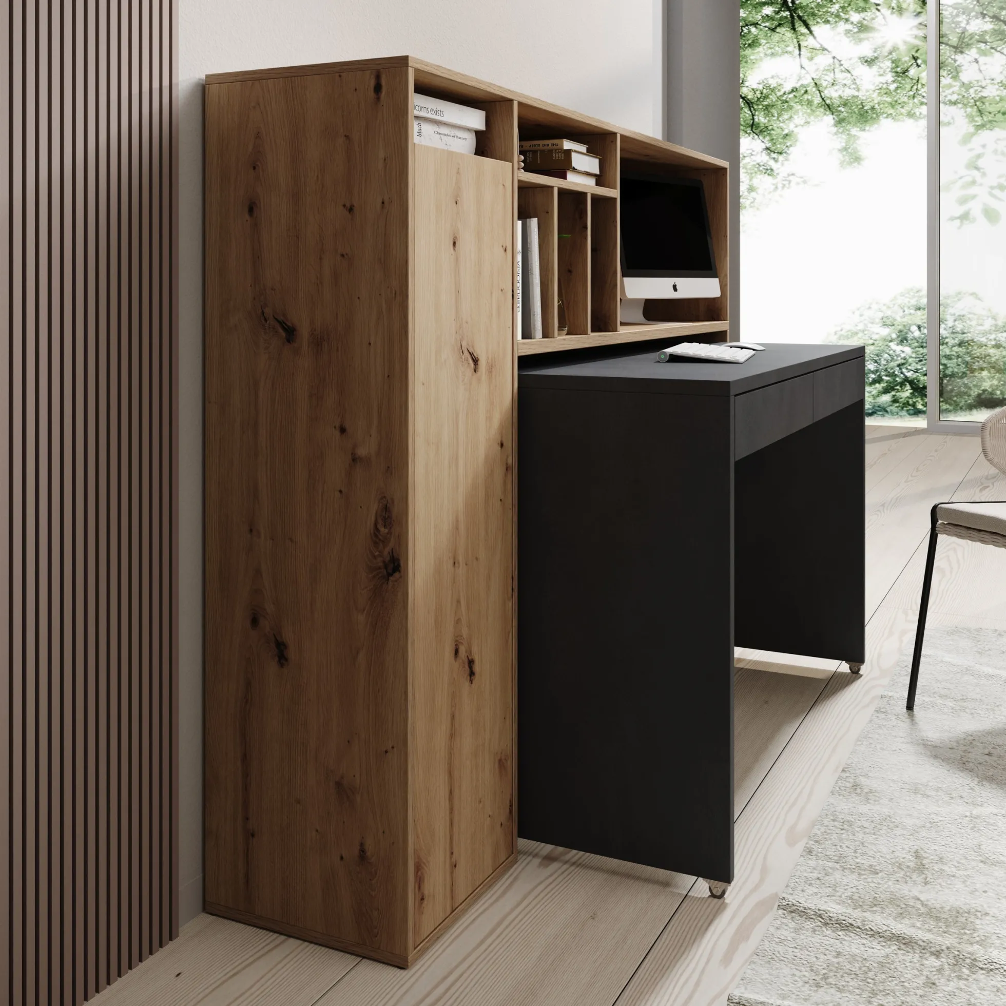 Taroa - Bureau - Eikenpatroon/Grijs - 154x55x119 cm