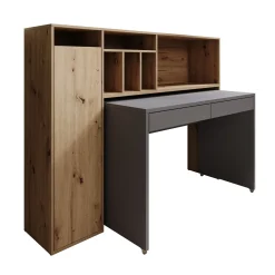 Taroa - Bureau - Eikenpatroon/Lichtgrijs - 154x55x119 cm
